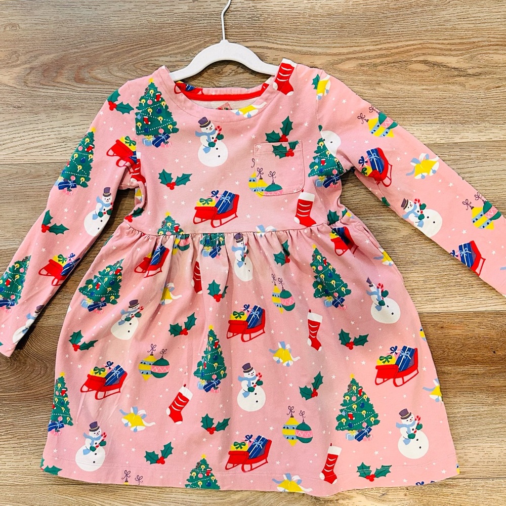 Mini Boden Jersey Dress with Festive Print